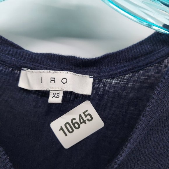 IRO clay women's navy  Distressed Linen T-Shirt XS - Picture 3 of 9